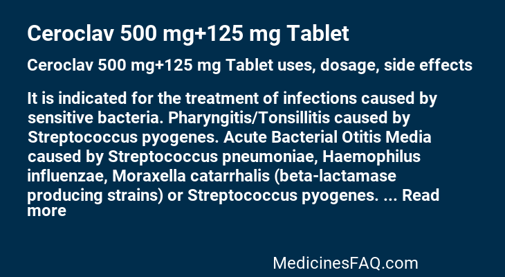 Ceroclav 500 mg+125 mg Tablet