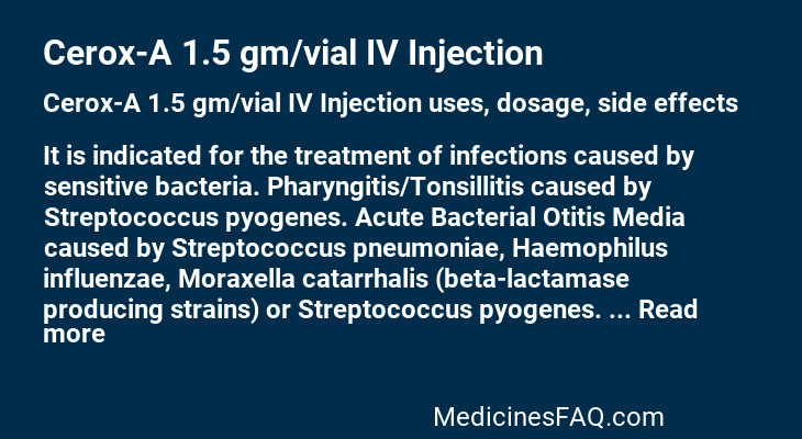 Cerox-A 1.5 gm/vial IV Injection