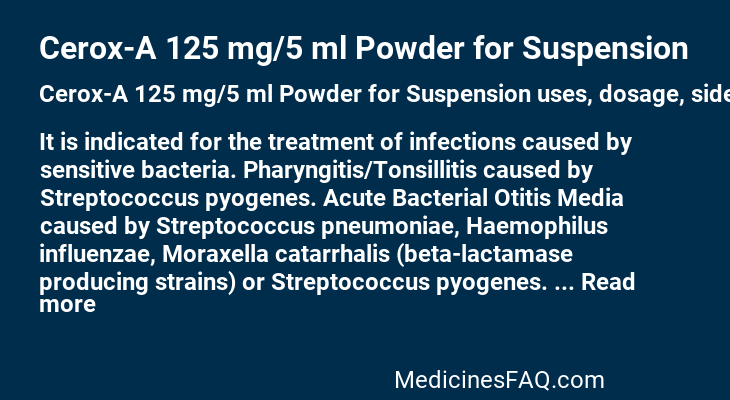 Cerox-A 125 mg/5 ml Powder for Suspension