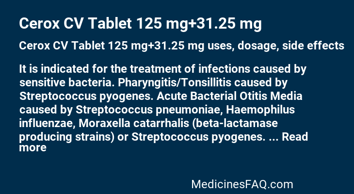 Cerox CV Tablet 125 mg+31.25 mg