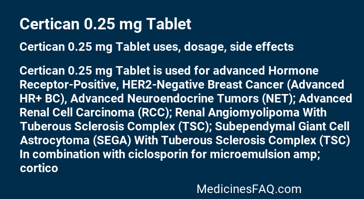 Certican 0.25 mg Tablet