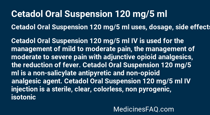 Cetadol Oral Suspension 120 mg/5 ml