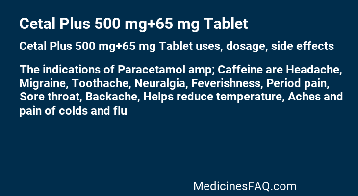 Cetal Plus 500 mg+65 mg Tablet