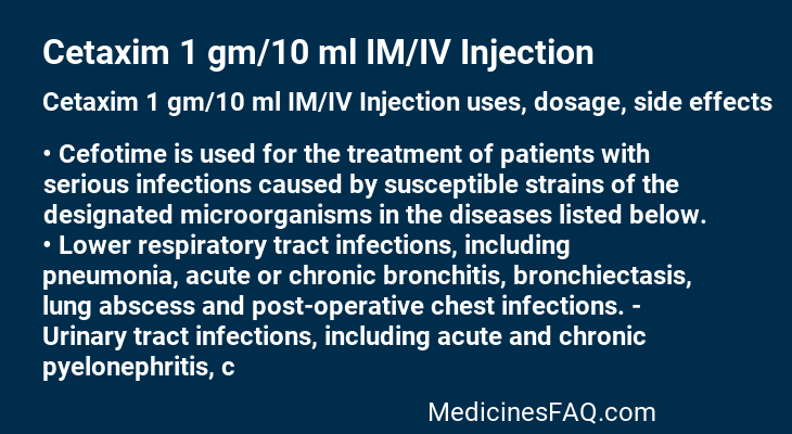 Cetaxim 1 gm/10 ml IM/IV Injection