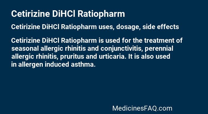 Cetirizine DiHCl Ratiopharm