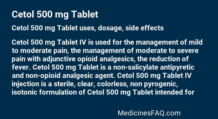 Cetol 500 mg Tablet