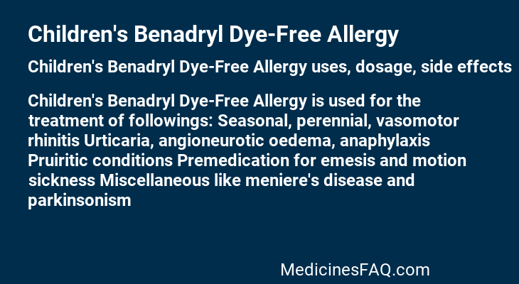 Children's Benadryl Dye-Free Allergy
