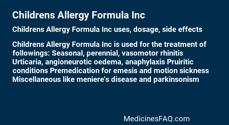 Childrens Allergy Formula Inc