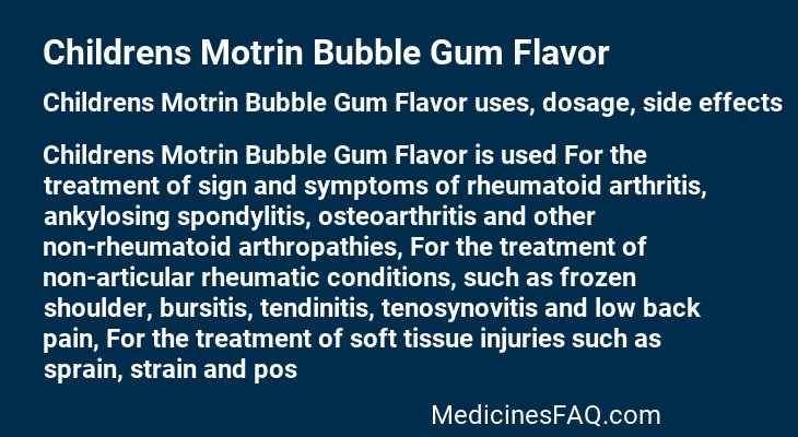 Childrens Motrin Bubble Gum Flavor