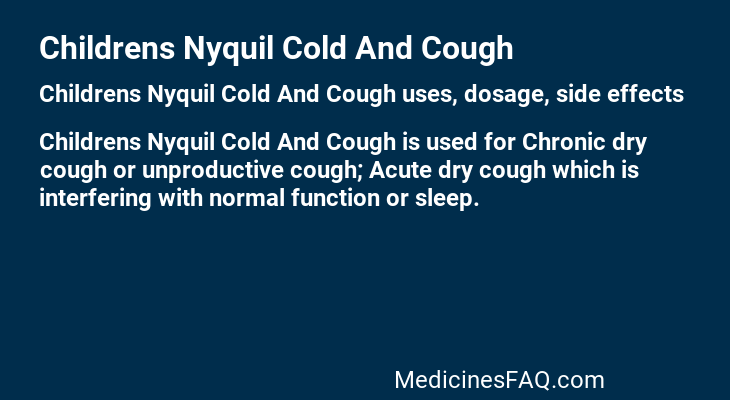 Childrens Nyquil Cold And Cough