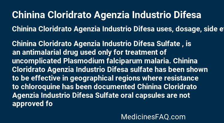 Chinina Cloridrato Agenzia Industrio Difesa