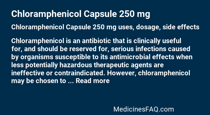 Chloramphenicol Capsule 250 mg