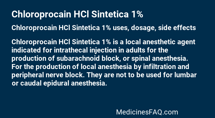 Chloroprocain HCl Sintetica 1%