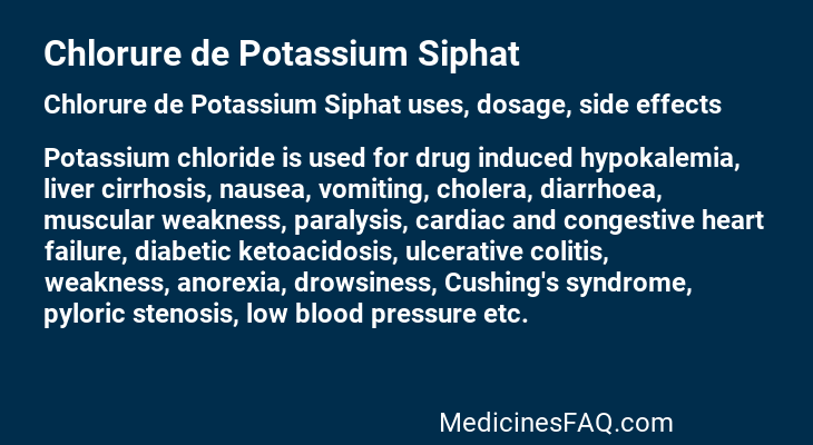 Chlorure de Potassium Siphat