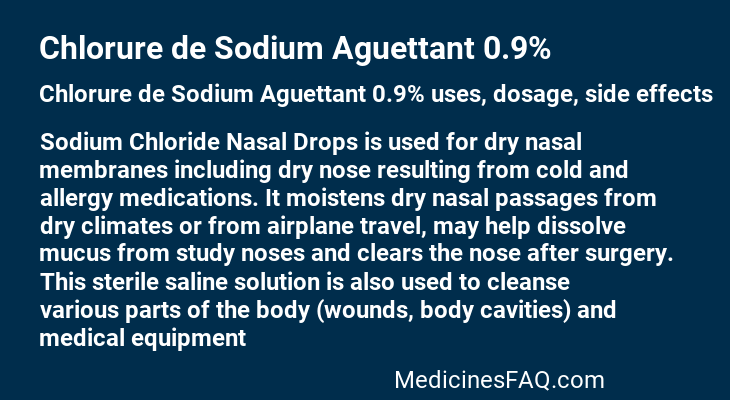 Chlorure de Sodium Aguettant 0.9%