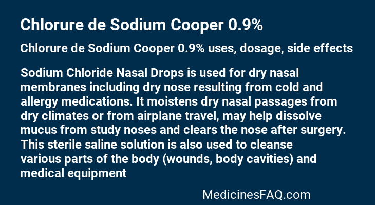 Chlorure de Sodium Cooper 0.9%