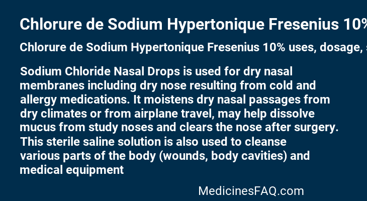 Chlorure de Sodium Hypertonique Fresenius 10%