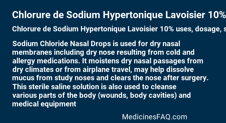 Chlorure de Sodium Hypertonique Lavoisier 10%