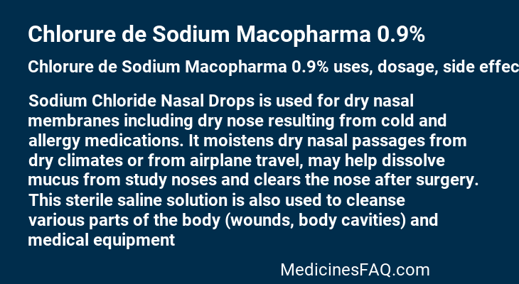 Chlorure de Sodium Macopharma 0.9%