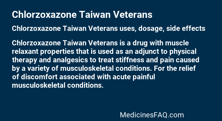 Chlorzoxazone Taiwan Veterans