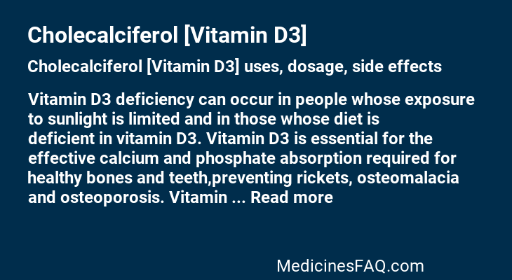 Cholecalciferol [Vitamin D3]