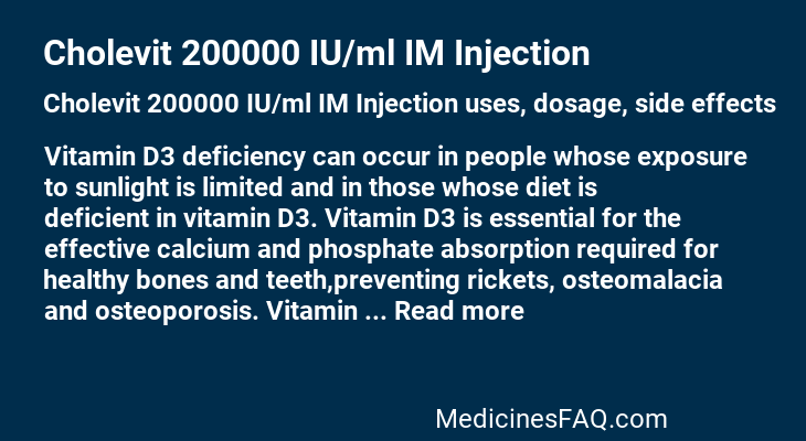 Cholevit 200000 IU/ml IM Injection