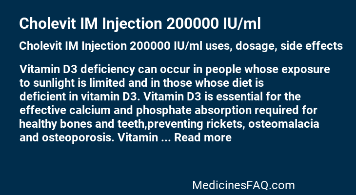 Cholevit IM Injection 200000 IU/ml