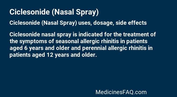 Ciclesonide (Nasal Spray)