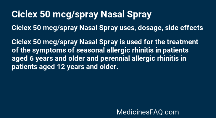 Ciclex 50 mcg/spray Nasal Spray