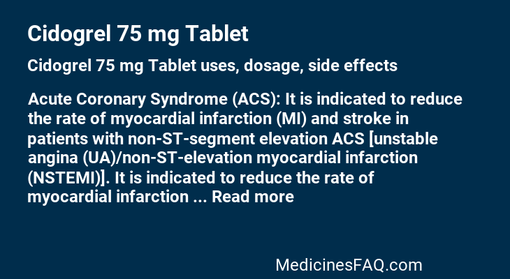 Cidogrel 75 mg Tablet