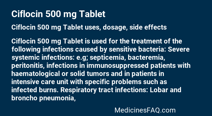 Ciflocin 500 mg Tablet