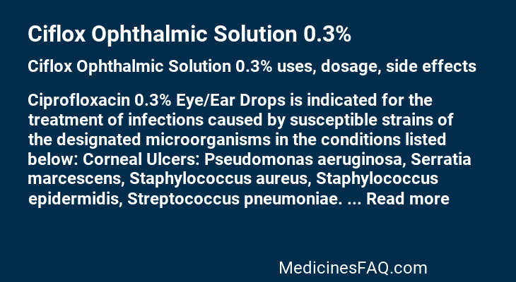 Ciflox Ophthalmic Solution 0.3%