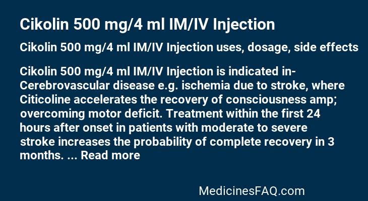 Cikolin 500 mg/4 ml IM/IV Injection