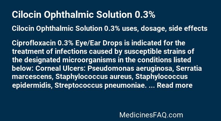 Cilocin Ophthalmic Solution 0.3%