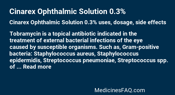 Cinarex Ophthalmic Solution 0.3%