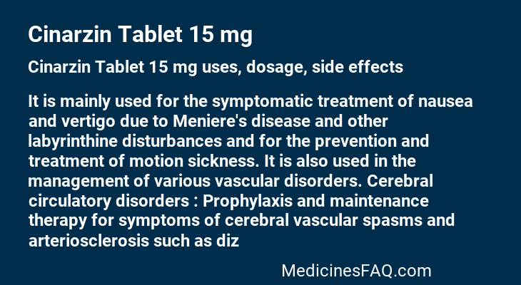 Cinarzin Tablet 15 mg