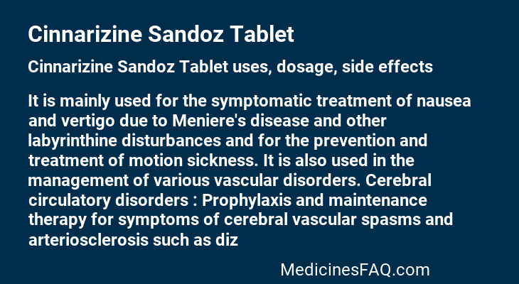 Cinnarizine Sandoz Tablet