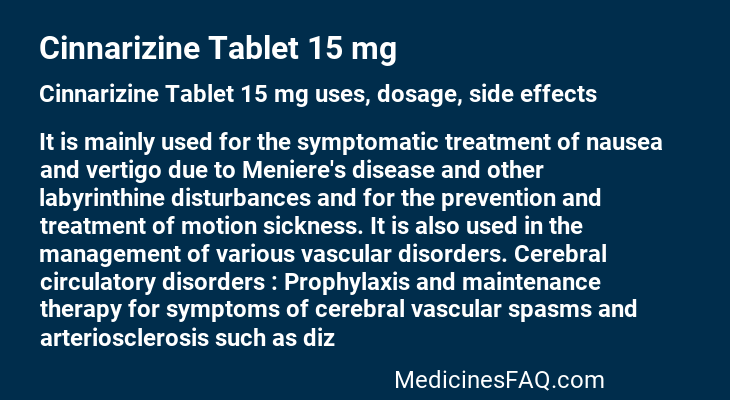 Cinnarizine Tablet 15 mg