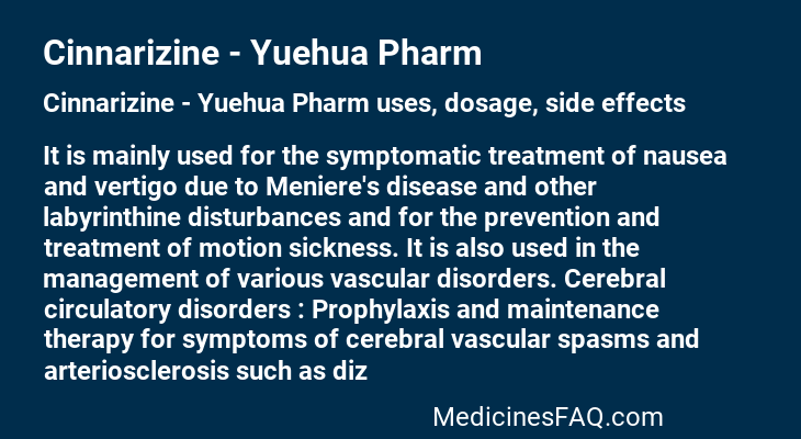 Cinnarizine - Yuehua Pharm