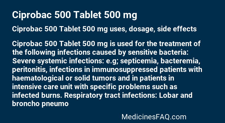 Ciprobac 500 Tablet 500 mg