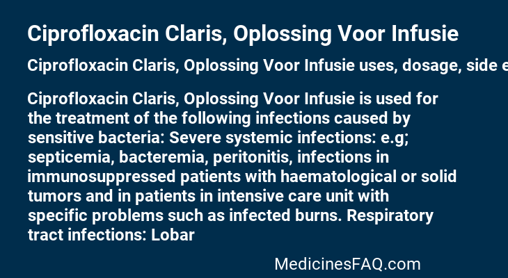 Ciprofloxacin Claris, Oplossing Voor Infusie