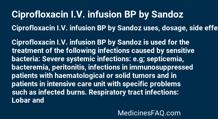 Ciprofloxacin I.V. infusion BP by Sandoz