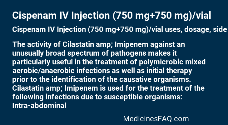 Cispenam IV Injection (750 mg+750 mg)/vial