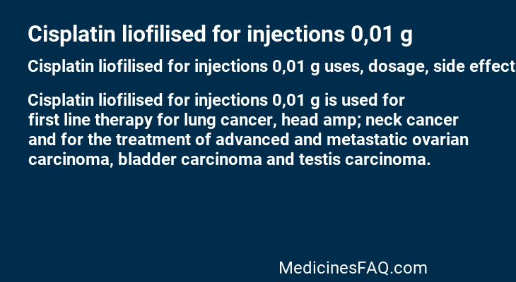 Cisplatin liofilised for injections 0,01 g