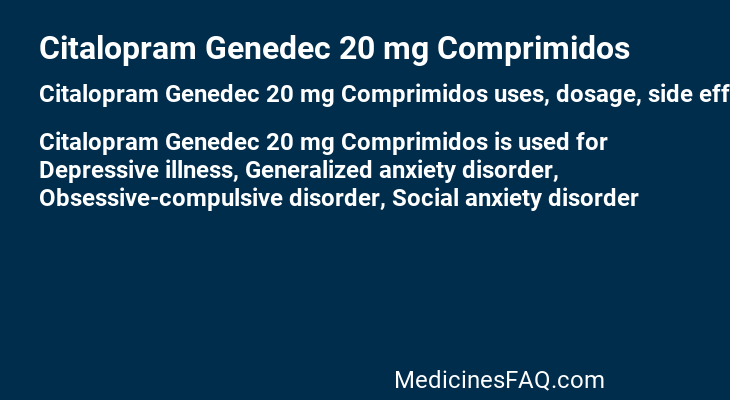 Citalopram Genedec 20 mg Comprimidos