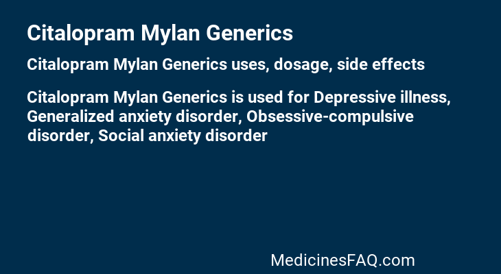 Citalopram Mylan Generics