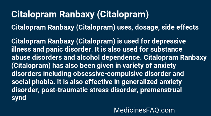 Citalopram Ranbaxy (Citalopram)