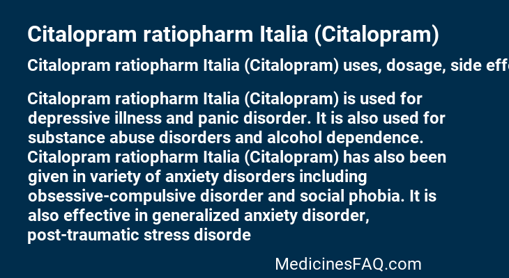 Citalopram ratiopharm Italia (Citalopram)