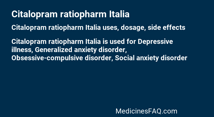 Citalopram ratiopharm Italia