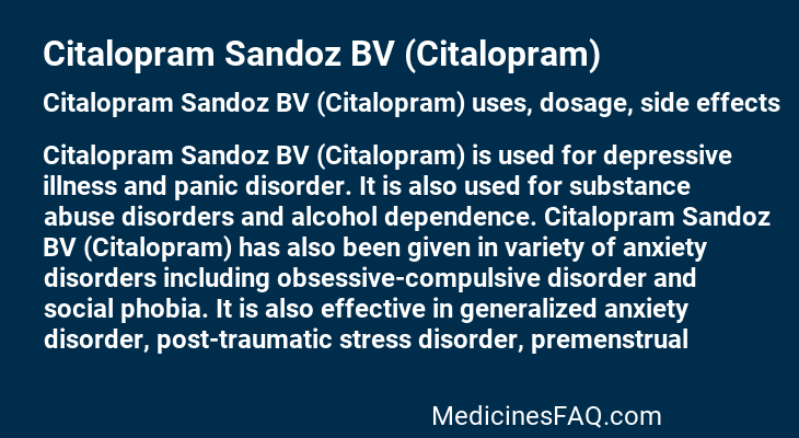 Citalopram Sandoz BV (Citalopram)